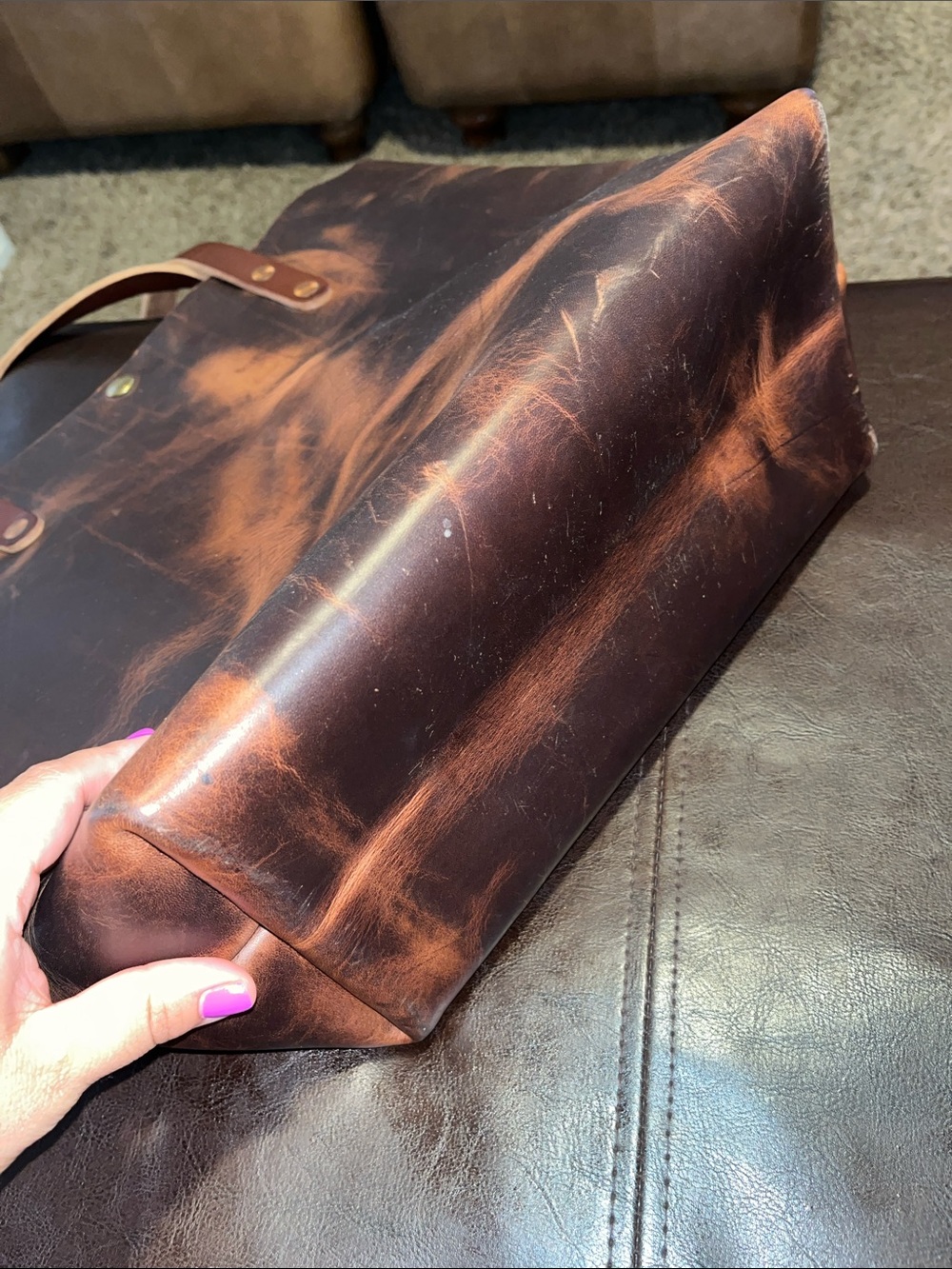 Autumn harvest Brown Leather Tote Bag from KMM and co - Picture 9 of 17